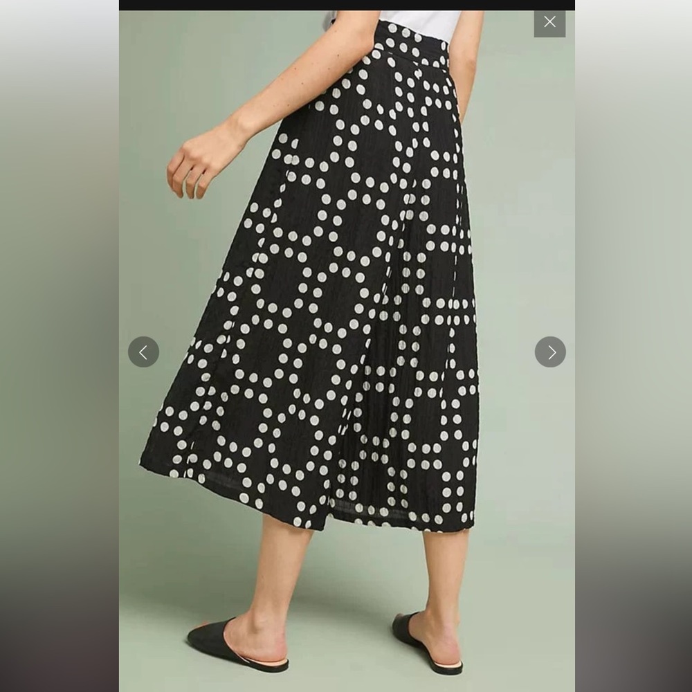 Anthropologie Eva Franco size 4 Black White Polka Dot Palazzo Pants Skirt look